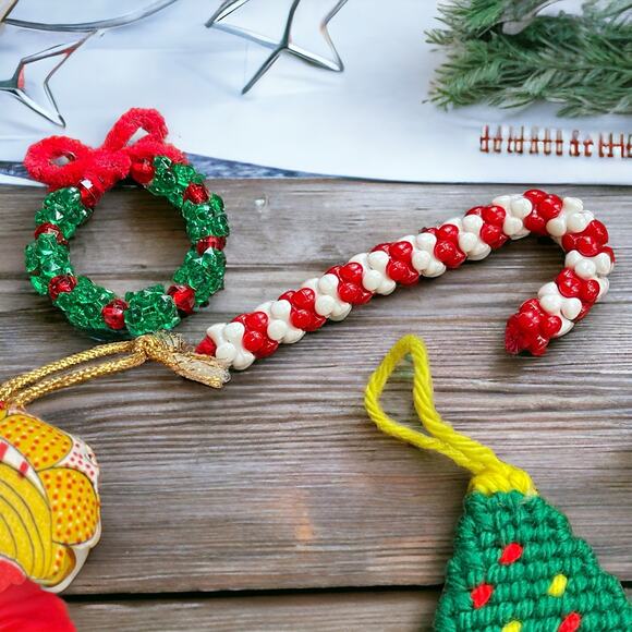 Lot of Eight Vintage Christmas Ornaments, Some Hand-made Bear Tree Mouse Candy - Picture 2 of 11